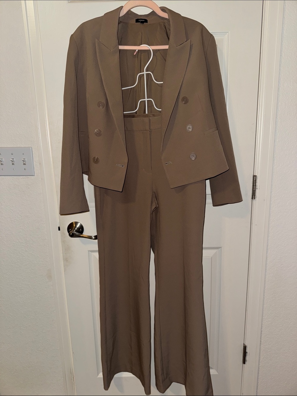 Express Camel/Brown Blazer and Editor Flare Trousers